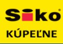 Logo Siko kúpeľne, čierny nápis na žltom podklade