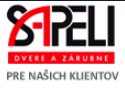 Logo Sapeli, výrobcu interiérových dverí a zárubní, červeno-biele