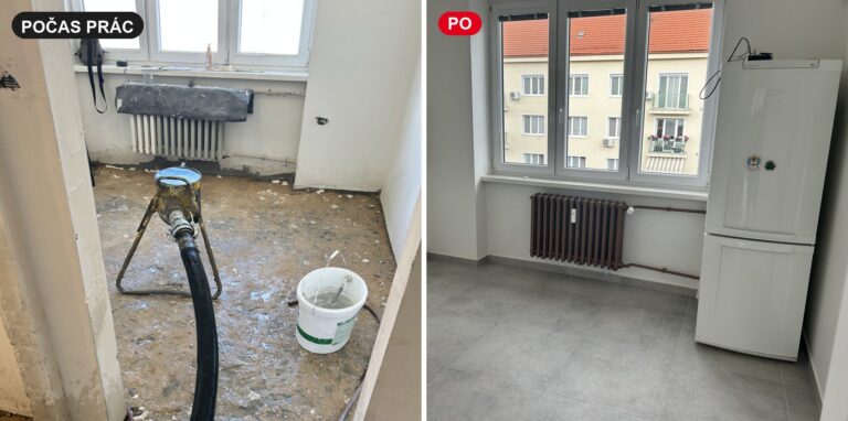 Rekonštrukcia 3-izbového bytu v Novom Meste pred a po: kuchyňa počas prác a po dokončení